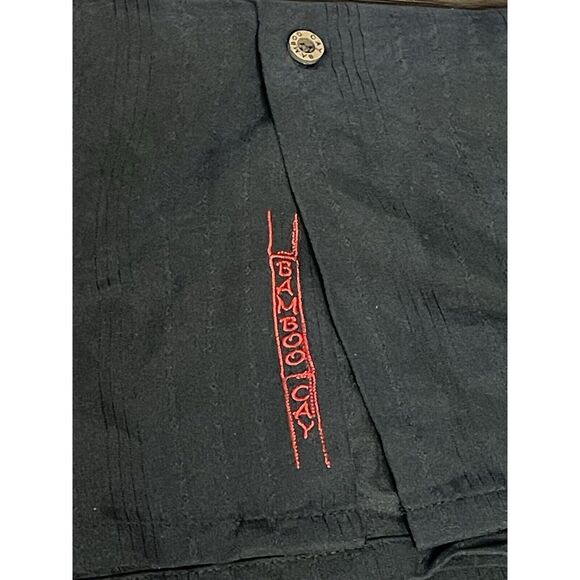 Bamboo Cay 2XL Black Palm Tree Embroidered Modal Blend Button Up S/S Shirt - Picture 4 of 7